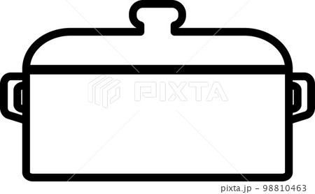 鍋のシンプルなモノクロイラスト 98810463
