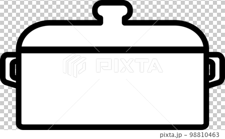 鍋のシンプルなモノクロイラスト 98810463