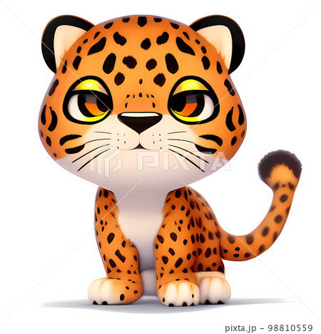 Leopard Cartoon character. Cute little animal illustration on white background. 98810559