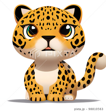 Leopard Cartoon character. Cute little animal illustration on white background. Leopard Cartoon character. Cute little animal illustration on white background. 98810563