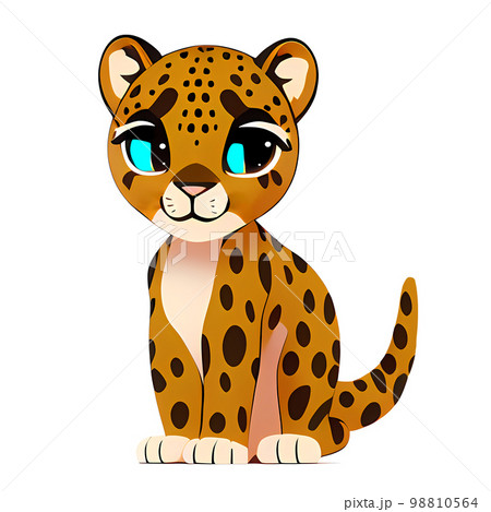 Leopard Cartoon character. Cute little animal illustration on white background. Leopard Cartoon character. Cute little animal illustration on white background. 98810564