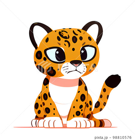 Leopard Cartoon character. Cute little animal illustration on white background. Leopard Cartoon character. Cute little animal illustration on white background. 98810576