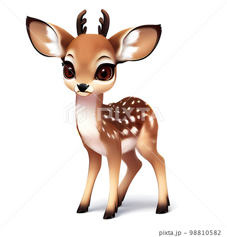 Deer Cartoon character. Reindeer Cute little animal illustration on white background. 98810582