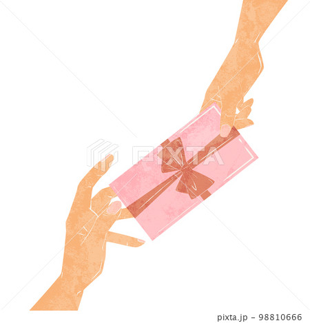 プレゼントを渡す人の手描き水彩風イラスト 98810666