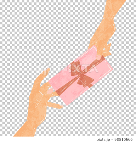 プレゼントを渡す人の手描き水彩風イラスト 98810666