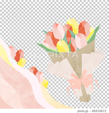 鬱金香花束禮物手繪水彩風格插畫 98810672