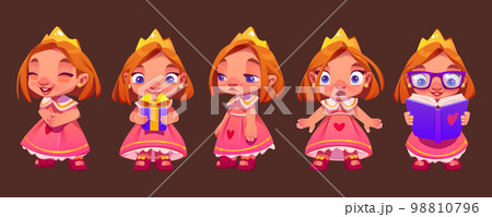 Cute princess character with expression, emotions Cute princess character with expression, emotions 98810796