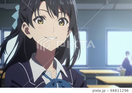 授業中　隣の席の人とこっそり話す女学生　アニメ風イラスト「AI生成画像」 98811296