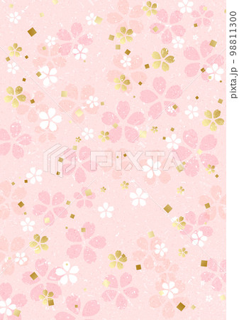 和紙風金箔混じりのピンクの和桜模様 和紙風金箔混じりのピンクの和桜模様 98811300