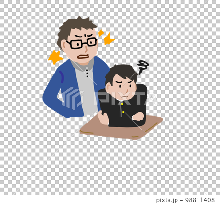 A male student who is scolded by the teacher 98811408