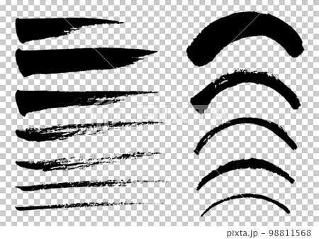 A set of brush lines and arcs of various thicknesses 98811568