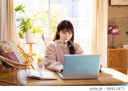 資格を取るために勉強をする若い女性 資格を取るために勉強をする若い女性 98811871
