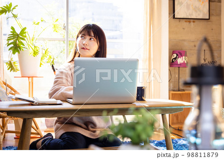 資格を取るために勉強をする若い女性 資格を取るために勉強をする若い女性 98811879