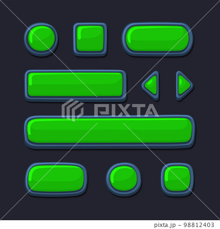 Casual Game UI Kit Buttons Set. Cartoon Style. Vector 98812403