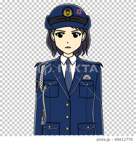Female police officer with angry expression (upper body) 98812770