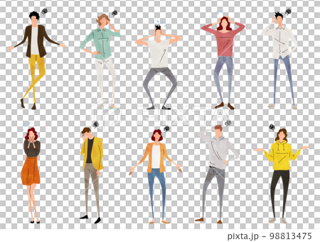 Vector illustration material: worried people, troubled people, person set 98813475