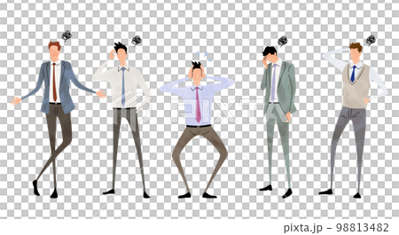 Vector illustration material: Worried men, troubled people, business person set 98813482