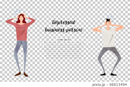 Vector illustration material: Worried, troubled people Vector illustration material: Worried, troubled people 98813494