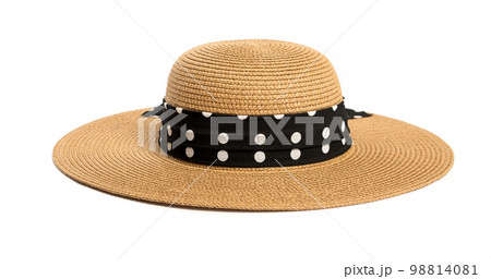 Womens straw hat isolated on white background Womens straw hat isolated on white background 98814081
