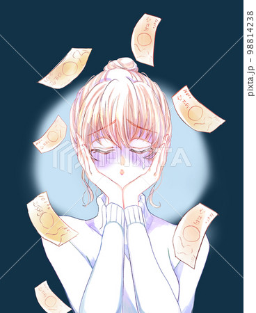 金欠で困る女性　青ざめる 98814238