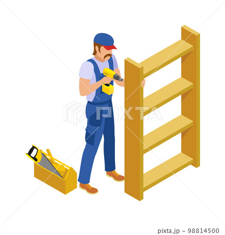 Craftsman Handyman Isometric Composition Craftsman Handyman Isometric Composition 98814500