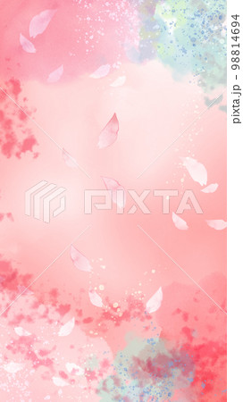 花びらが舞うピンクの春の背景イラスト 縦型背景 花びらが舞うピンクの春の背景イラスト 縦型背景 98814694