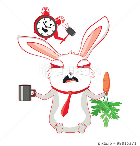 White bunny and alarm clock White bunny and alarm clock 98815371
