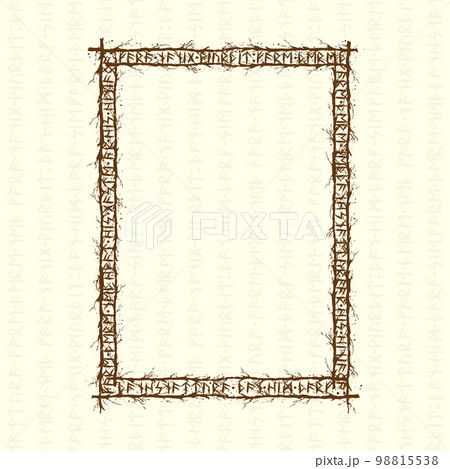 Tree branch runes rectangle frame 98815538