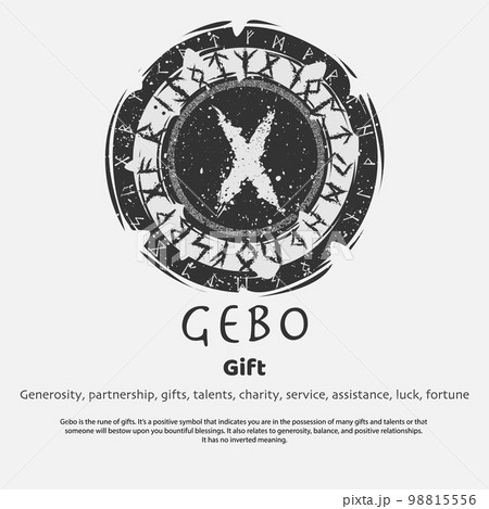 Viking Gebo rune dark circle shield 98815556