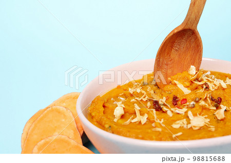 Concept of tasty food, sweet potato puree, space for text 98815688