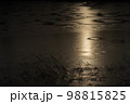 木漏れ日に照らされる沼の薄氷 98815825
