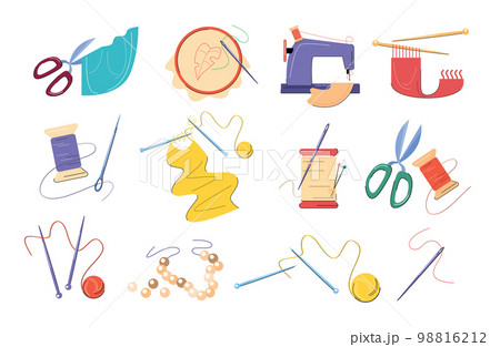 set of knitting and sewing hobby vector illustration 98816212