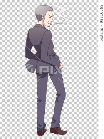 抽煙的西裝大叔畫像 抽煙的西裝大叔畫像 98816365