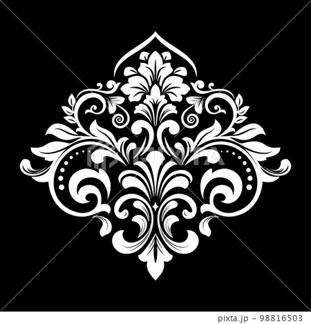 Damask graphic ornament. Floral design element. Black and white vector pattern. 98816503