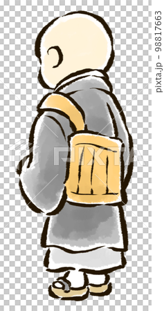 和尚背影手繪圖 98817663