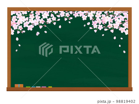 黒板に桜 サクラ 入学 入園 卒業 卒園  98819402