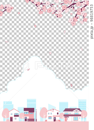 Background material _ cityscape _ cherry blossoms 98819753