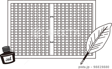原稿用紙と万年筆 98819880