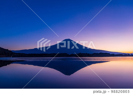 （静岡県）冬の田貫湖・富士山　夜明け前 98820803