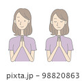手を合わせて祈る若い女性-フルカラー 98820863
