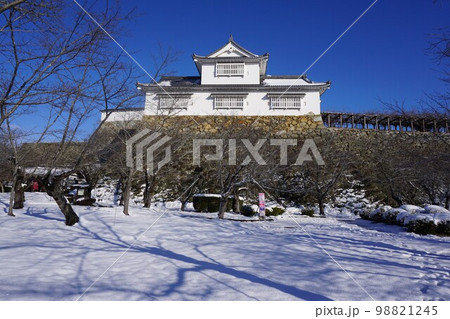 岡山県津山市にあるさくら名所100選のひとつ「鶴山公園(津山城趾)」:雪景色 岡山県津山市にあるさくら名所100選のひとつ「鶴山公園(津山城趾)」:雪景色 98821245