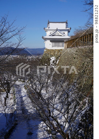 岡山県津山市にあるさくら名所100選のひとつ「鶴山公園(津山城趾)」:雪景色 岡山県津山市にあるさくら名所100選のひとつ「鶴山公園(津山城趾)」:雪景色 98821252