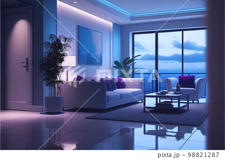 海の見えるリビングルーム AI画像 海の見えるリビングルーム AI画像 98821287