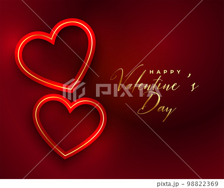 valentines day romantic background with two red...のイラスト素材 [98822369 ...