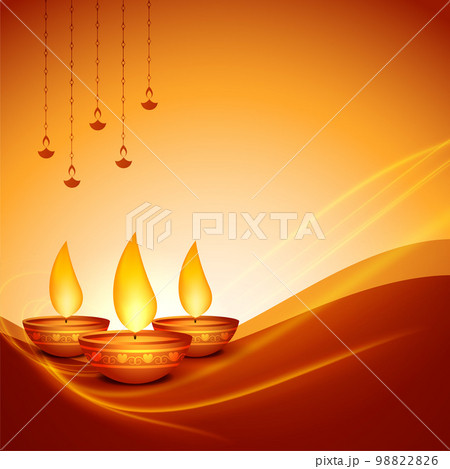 shubh diwali greeting card with diya and text space vector illustration 98822826