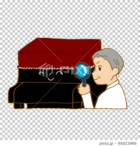 Male tuner examining the piano Male tuner examining the piano 98823966