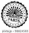 Paris postal stamp. Grunge ink rubber seal 98824583