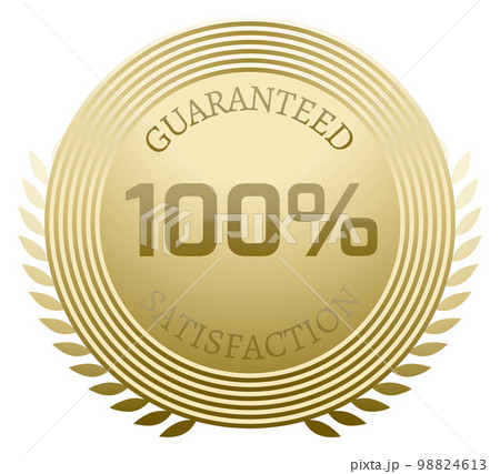 Guaranteed quality label. Golden round wreath badge 98824613