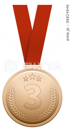 Third place award. Bronze medal on red ribbon 98824646