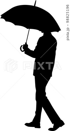 傘を差して歩く紳士シルエット 98825196